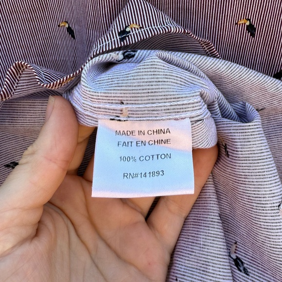 NWOT ZNT18 Toucan Red Striped Button-Down Dress Shirt Men’s Size Medium - Picture 6 of 6